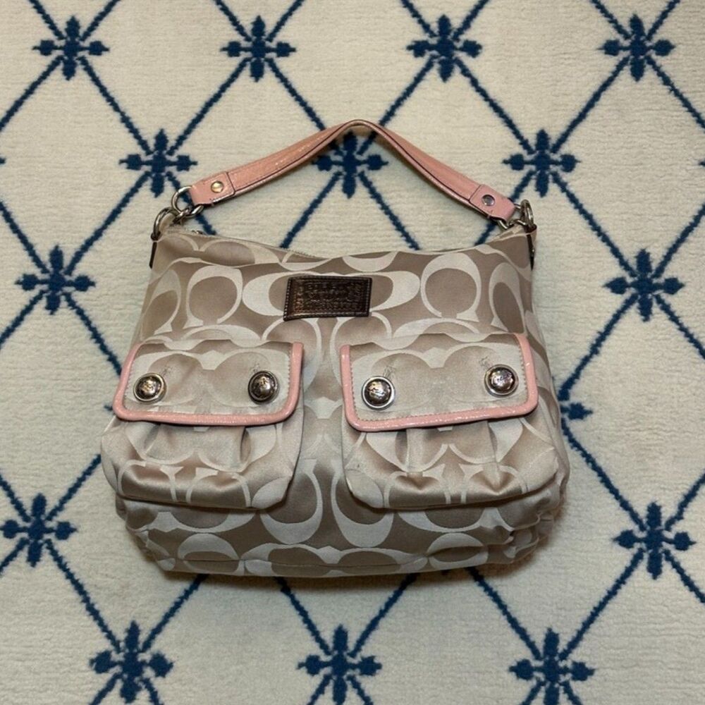 Coach Y2K Poppy Signature Spotlight Slouchy Shoulder Bag 14570 2009 - Pink/Khaki
